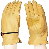 Amazon Basics Leather Work Gloves with Wrist Closure - Yellow, XXL