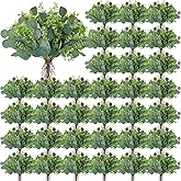 Yunsailing 100 Pcs Faux Eucalyptus Stems with White Seeds Artificial Eucalyptus Leaves Greenery Decor Fake Leaf Branches for Wedding Bouquets Centerpiece Flower Arrangement Farmhouse Home Decoration