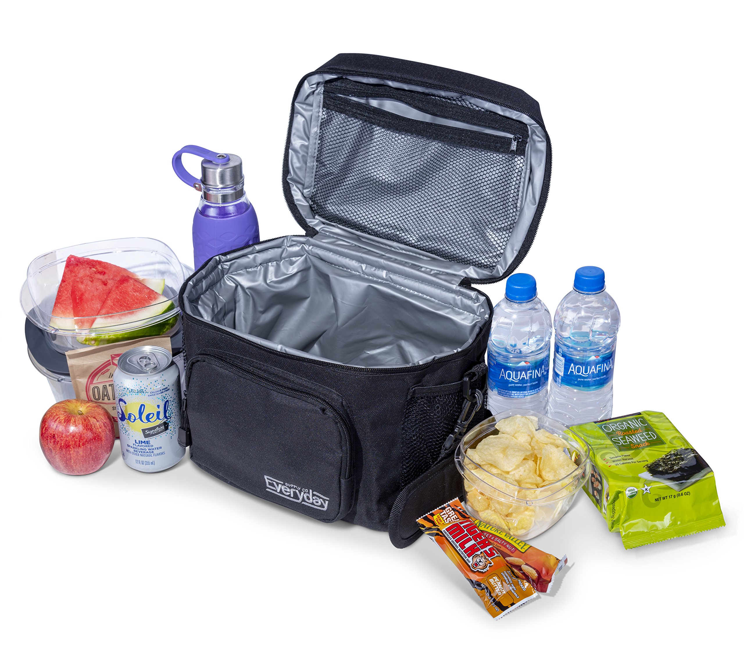 Insulated Lunch Bag with 2 Reusable Cooler Ice Packs Freezer Safe Leak