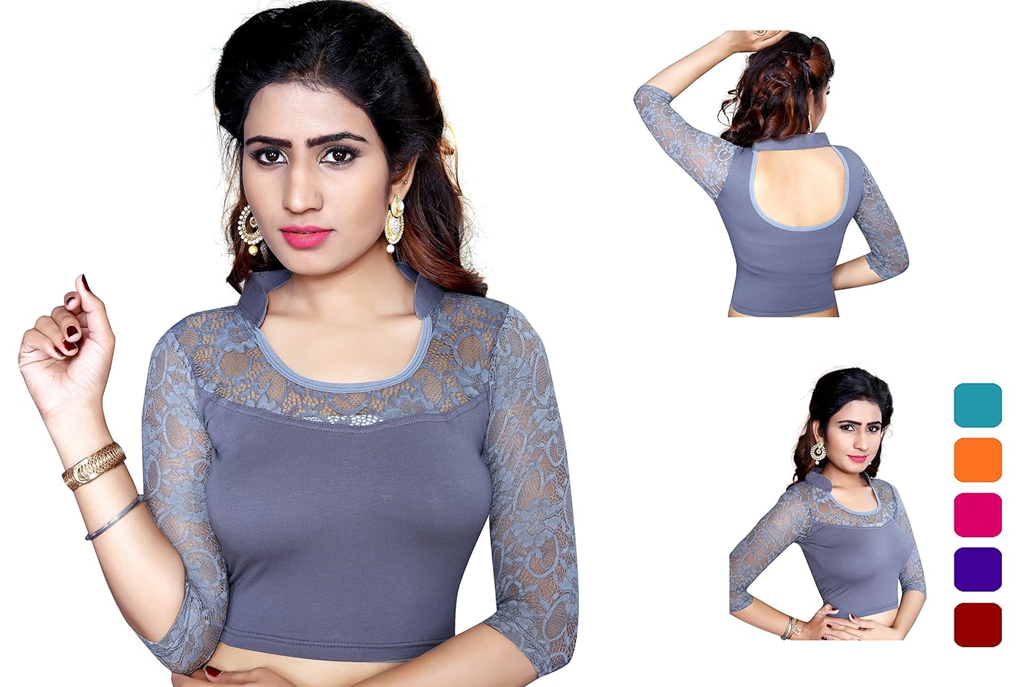 pdezaart women's streatchable designer art silk stitched readymade blouse