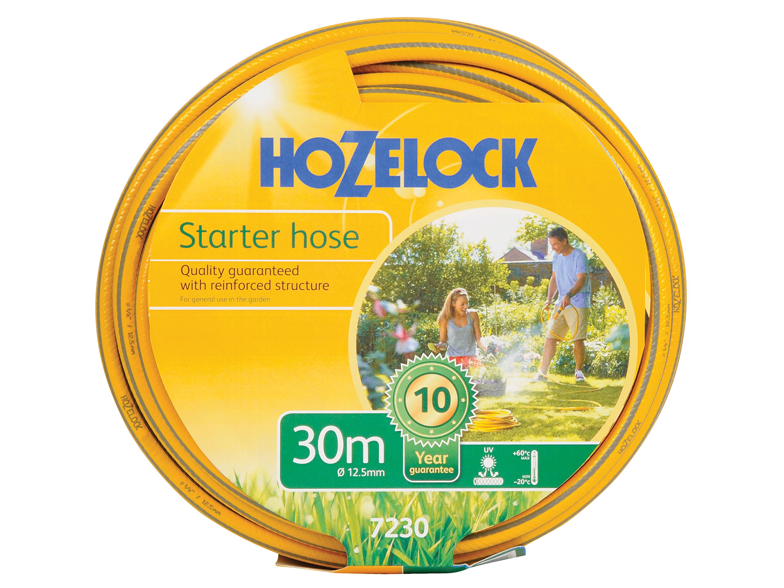 HOZELOCK - Starter Hose ø 12.5mm (1/2") 30m : Versatile, UV-resistant garden hose, 4-layer braided reinforced hose, UK-made, General Purpose, Hard Wearing, 10 Year Guarantee* [7230P0000]