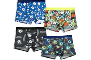 GRPSKCOS Boys Underwear, 4 Pack Kids Boxer Shorts Boys Youth Soft Cooling Boxers 8-14 Years