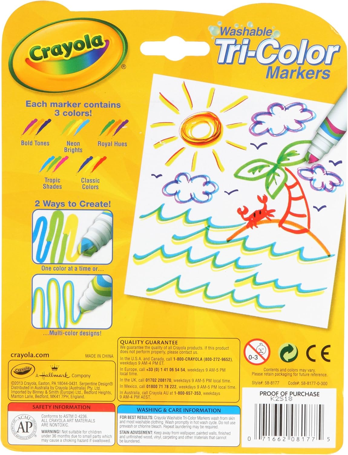 Crayola Triple Tip Markers, Washable Markers, 15 Vivid Colors, 5Count, Model Number: 58-8177: Toys & Games