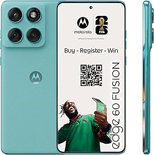 Motorola Edge 60 Fusion Smartphone (Robustes 6,67“-pOLED-Display Dank Corning Gorilla Glass 7i, widerstandsfähig, 50-MP-Kamera mit Moto-AI, 8/256 GB, 5100 mAh) Pantone Amazonite, inkl. Handyhalterung