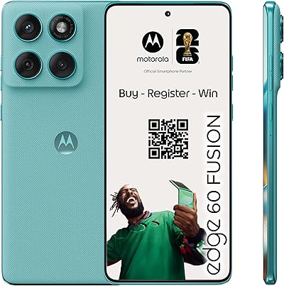 Motorola Edge 60 Fusion Smartphone (Robustes 6,67“-pOLED-Display Dank Corning Gorilla Glass 7i, widerstandsfähig, 50-MP-Kamera mit Moto-AI, 8/256 GB, 5100 mAh) Pantone Amazonite, inkl. Handyhalterung