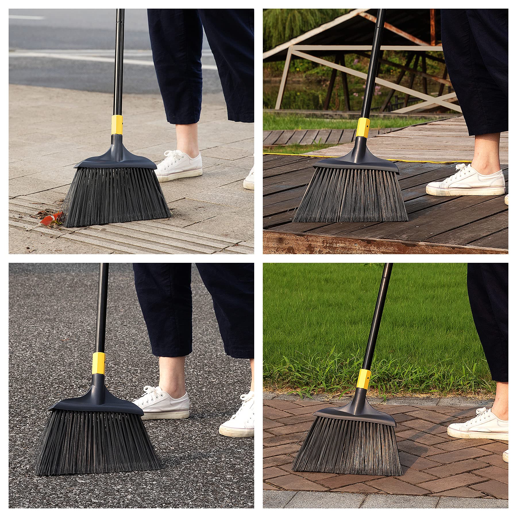 Yocada Heavy-Duty Broom Outdoor Commercial for Courtyard Garage Lobby Mall Market Floor Home Kitchen Room Office Pet Hair Rubbish 54Inch