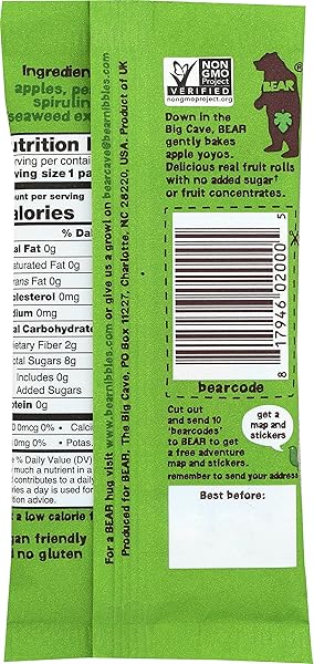 BEAR FRUIT ROLL APPLE SINGLE, 0.7 OZ