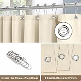Waterproof Narrow Shower Curtain 92x182cm Beige Linen Look view 3