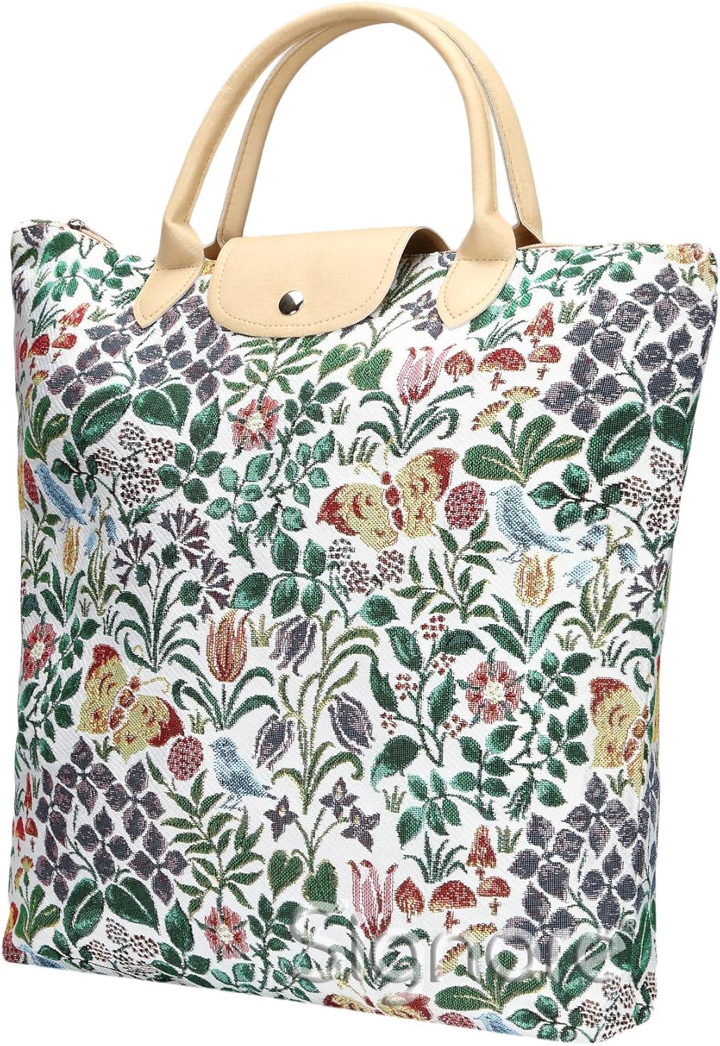 Signare Tapestry Foldable Tote Bag Reusable Shopping Bag Grocery Bag with Garden Flower and Creatures (Spring Flower, FDAW-SPFL) - Image 4