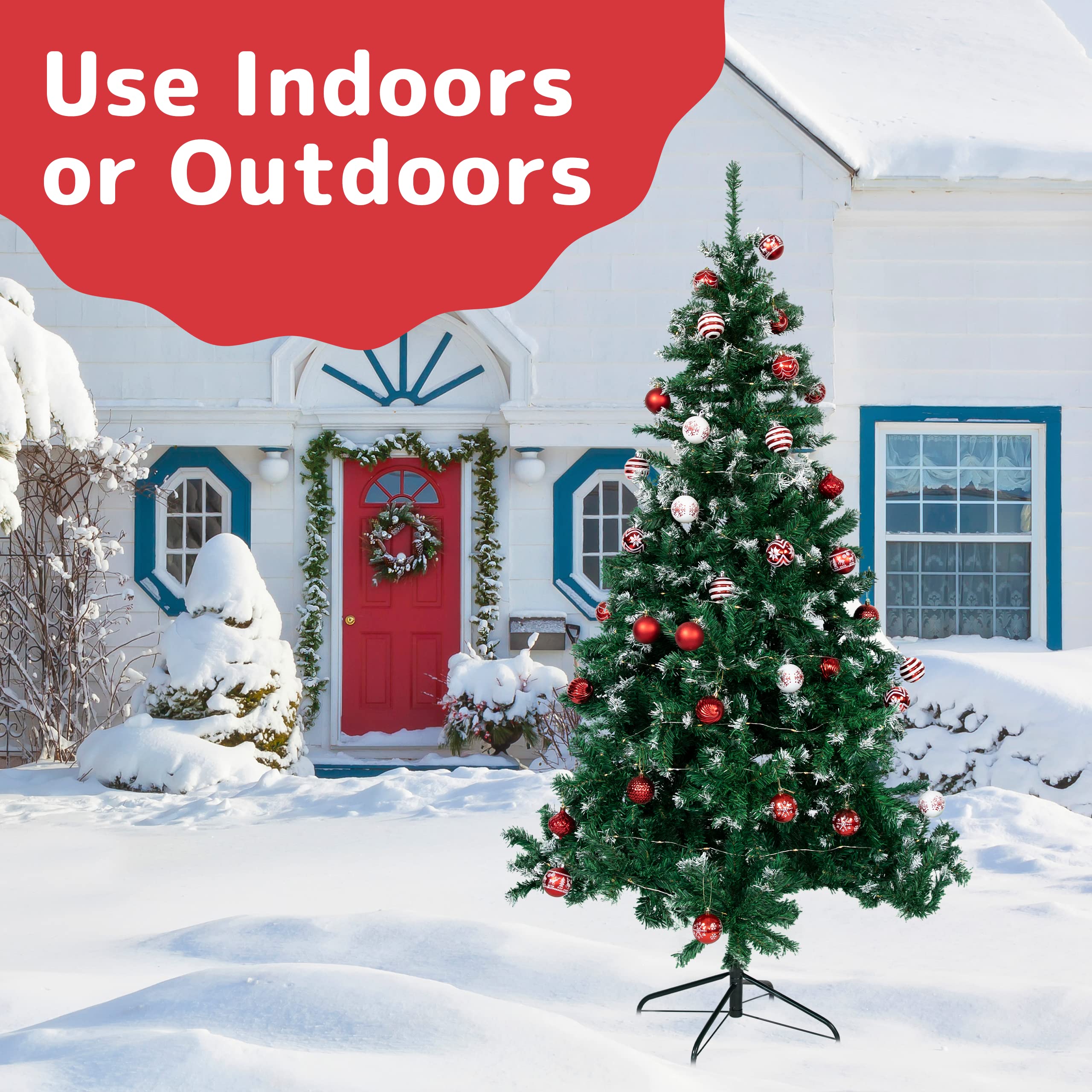 Prextex Premium 6 ft Artificial Christmas Tree - Flocked Christmas Tree - 6ft Frosted Christmas Tree - Prelit Artificial Christmas Tree - Fake Christmas Tree - Christmas Trees and Clearance