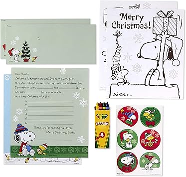 Hallmark Peanuts Letters To Santa Kit With Stickers Coloring Pages Envelopes And Crayons