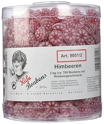 Küfa Himbeeren Fruchtbonbons hartkaramellen 700 Stück 2 kg, 1er Pack (1 x 2 kg)
