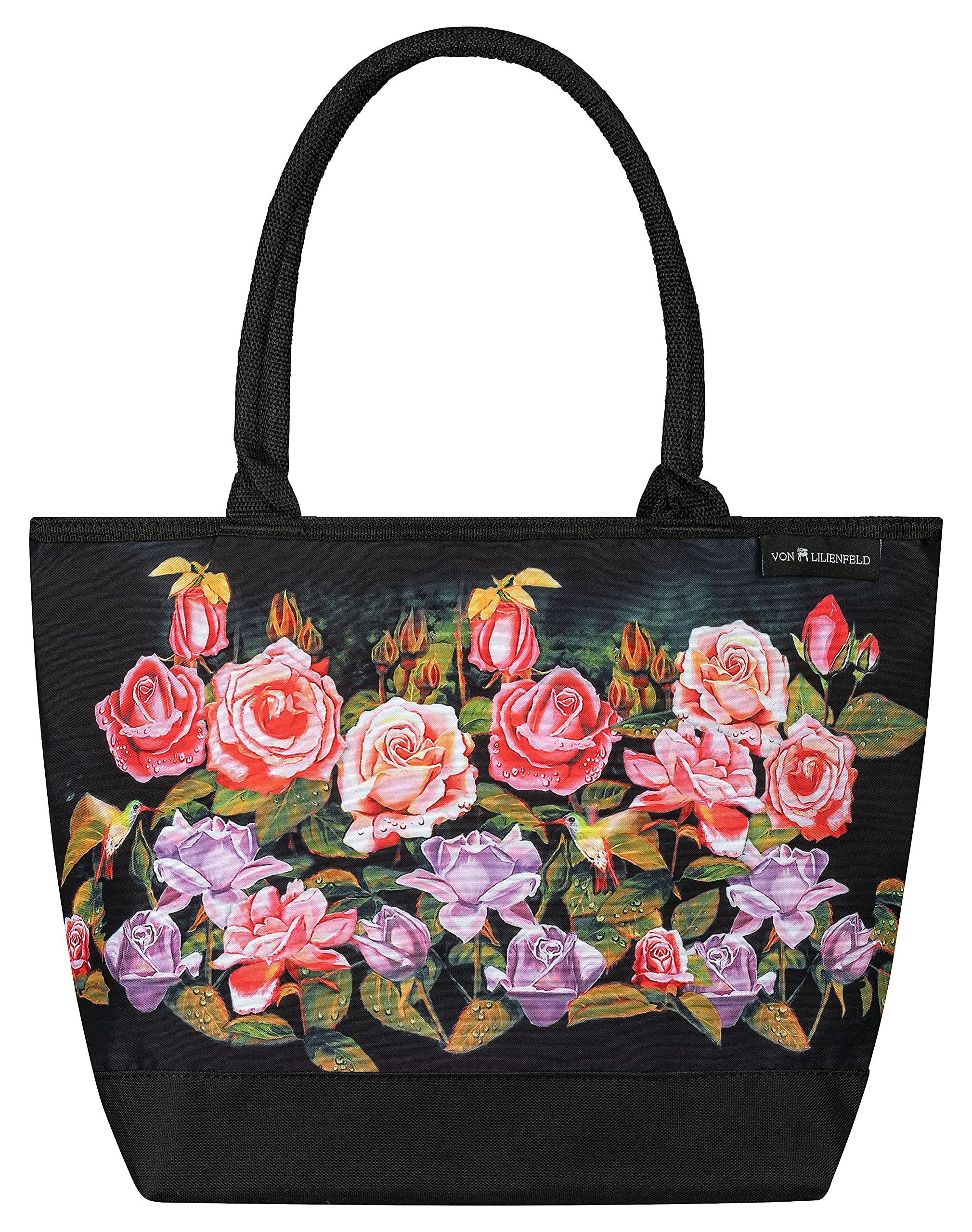 VON LILIENFELD Handbag Rose Garden Flowers Art Design Shopper Dimensions L 42 x H 30 x D 15 cm Beach Bag Handbag Office, multicoloured, Contemporary