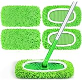 HOMEXCEL Reusable Microfiber Mop Pads Compatible with Sweeper Mop, Dry &amp; Wet Sweeping Cloths, Washable Wet Pads Refill for Multi-Surface/Hardwood Floor Cleaning, Pack of 4