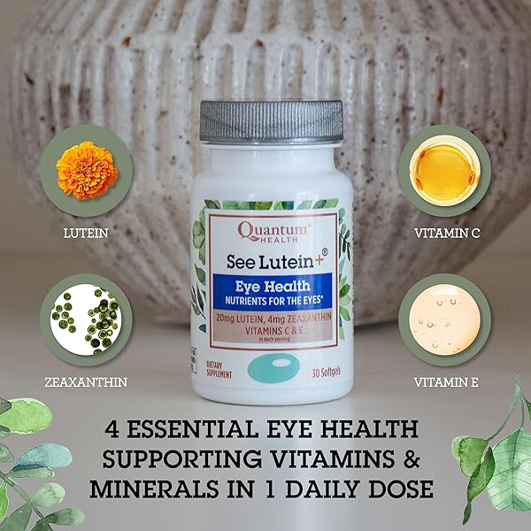 QUANTUM HEALTH SEE LUTEIN+, LUTEIN & ZEAXANTHIN EYE SUPPLEMENT, WITH EYE VITAMINS C AND E, HELPS MAINTAIN OVERALL EYE HEALTH – 30 SOFTGELS, 30-DAY SUPPLY