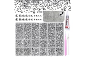 GUTIY 21000Pcs Rhinestones for Bedazzling Kit, Mix Sizes Jelly Silver Clear Bedazzling Resin Gems, Gems Bedazzling for Crafting, Flatback Resin Rhinestones for Craft DIY Face Makeup
