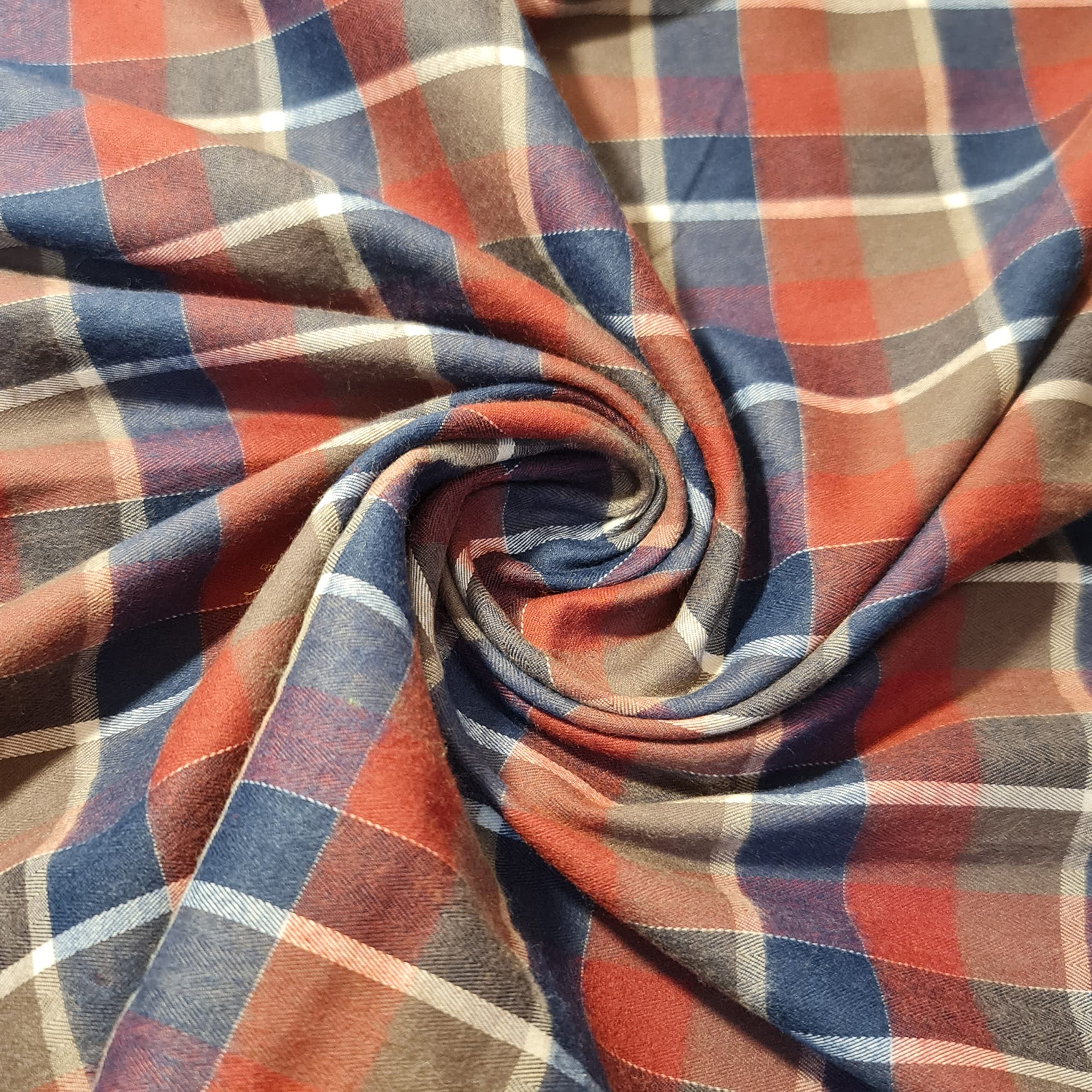 New 100% Brushed Cotton Flannel Fabric Tartan Winceyette Craft Dress Material 44" - 112 cm Wide Sold As 1 Meter Pre - Cut Lengths (Navy Maroon Tartan)