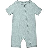 lulukaka Bamboo Viscose Baby Romper 2 Way Zipper Short Sleeve Bodysuit Soft Color Baby Toddler One-Piece Summer Outfits