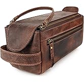 LUXEORIA Genuine Leather Toiletry Bags for Men and Women, Handmade Premium Leather Dopp Kit and Shaving Bag, Cosmetic Bag for Womens and Mens, Travel Essentials & Organizers