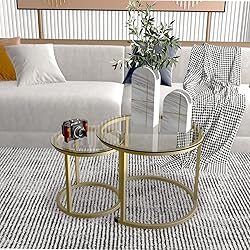 aboxoo Gold Nesting Coffee Table Set of 2, Small