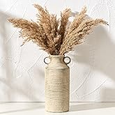 Vaseking Ceramic Rustic Vase with 2 Round Handles, Antique Farmhouse Flower Vase, Vintage Terracotta Vases for Home Decor, Wedding, Living Room, Table, Shelf Decor - 10.2 Inch Tall, Terra