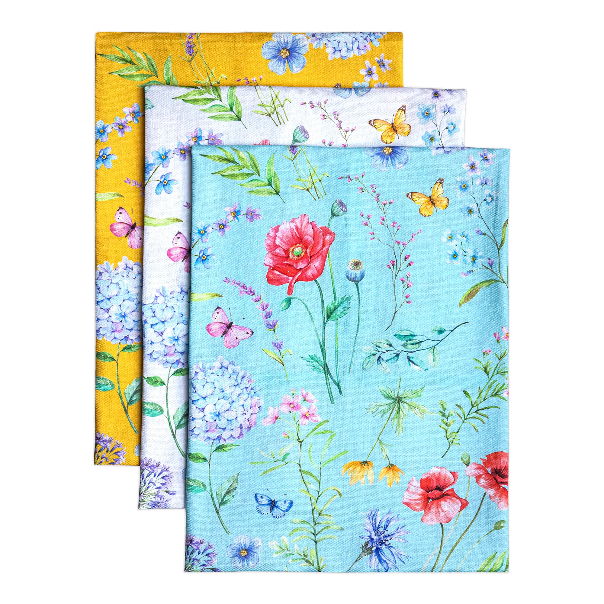 Maison d' Hermine Kitchen Towels Set of 3 100% Cotton 70 CM x 50 CM Reusable Cloth Tea Dish Towels Absorbent with Hanging Loop for Kitchen Dining Gifts for Mothers Day (Lazy Summer Days) — image 1