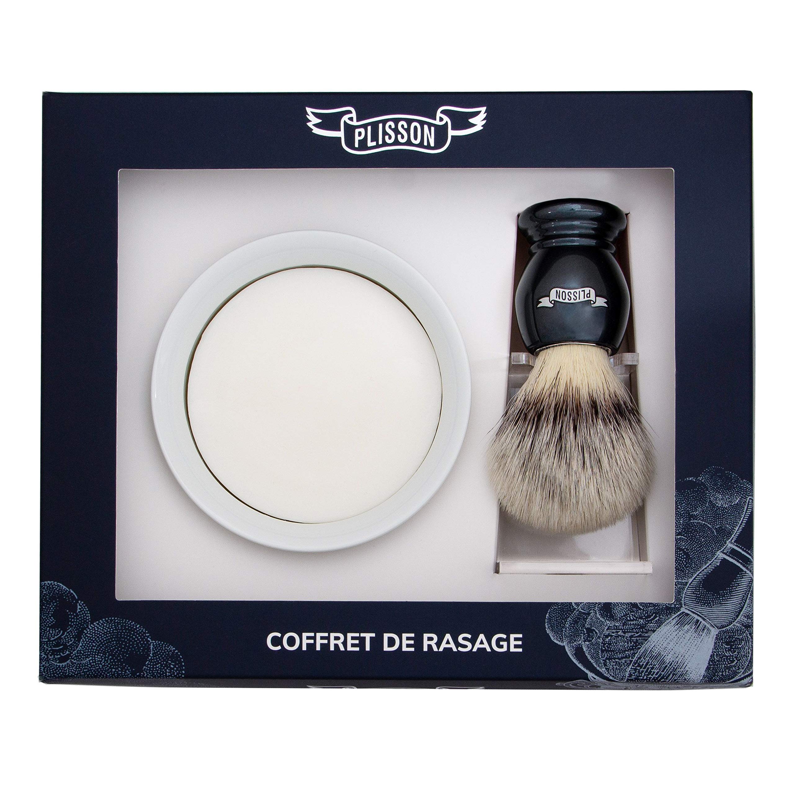 Plisson Shaving Case White Pearlescent Fibre