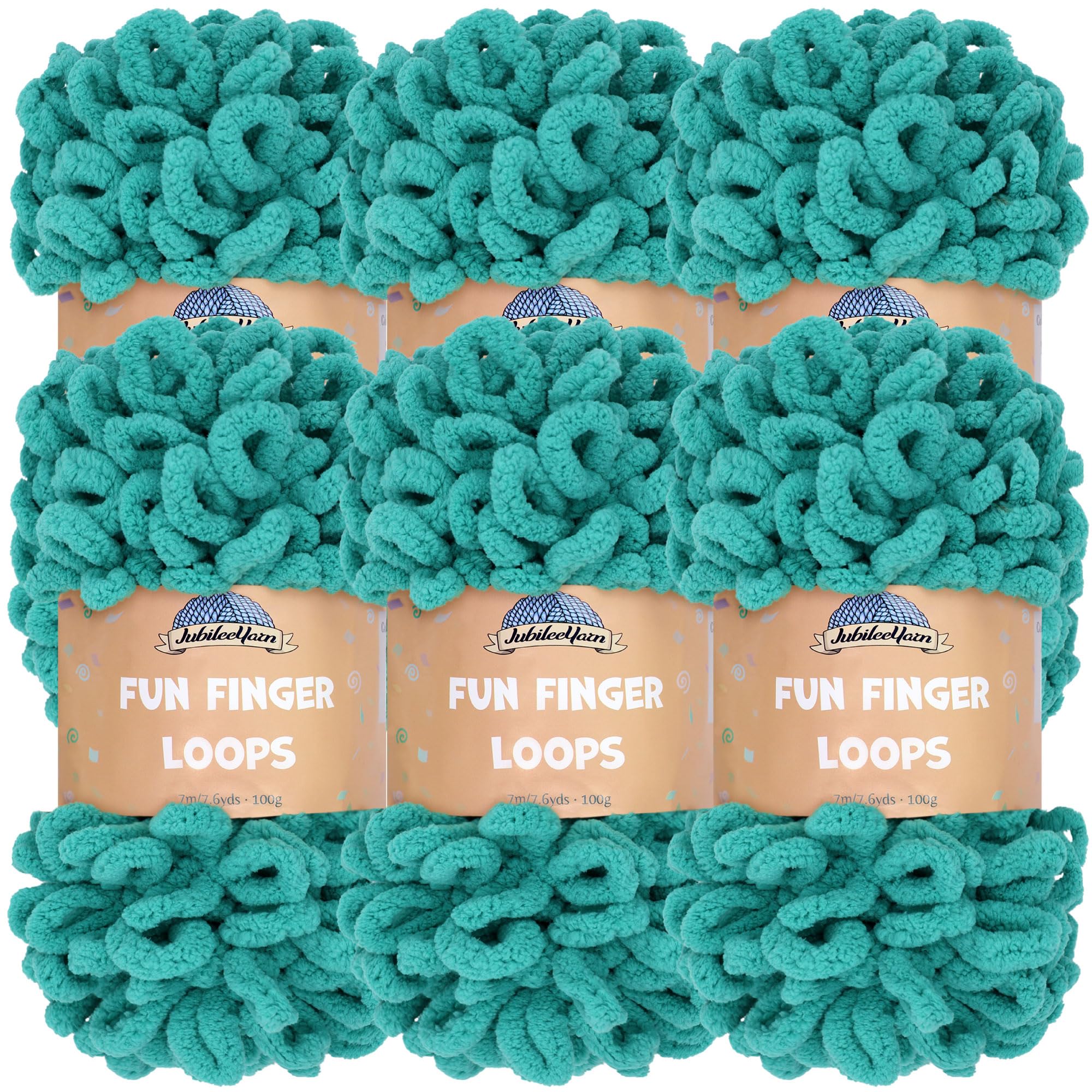 JubileeYarn Fun Finger Loops Yarn - Polyester Jumbo Weight Loop Yarn - 100g/Skein - Aquamarine - 6 Skeins — image 1