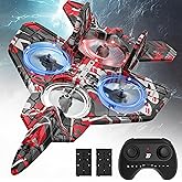 BEZGAR RC Plane, Foam Remote Control Airplane, Drone for Kids, RC Aircraft for Boys and Girls, Fighter Jet Helicopter with LED Lights, Altitude Hold, 360° Flip Stunt Rotation, Toy Airplane Red