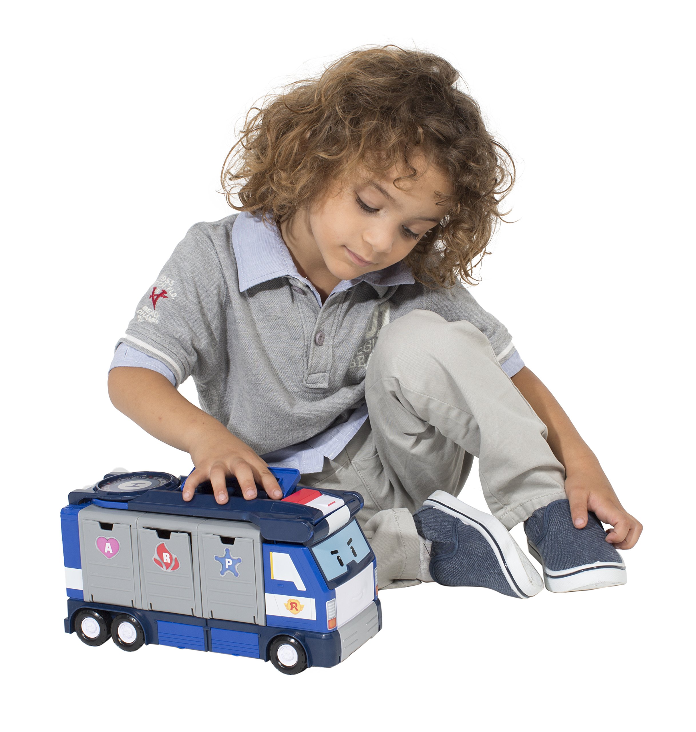 Robocar Poli Toys, Mobile Headquarters, 3-in-1 Transforming Police HQ Trailer Truck Toy with Vehicle Launchers & 1 Poli Die-Cast Car, Kids Toys for Ages 3 and up