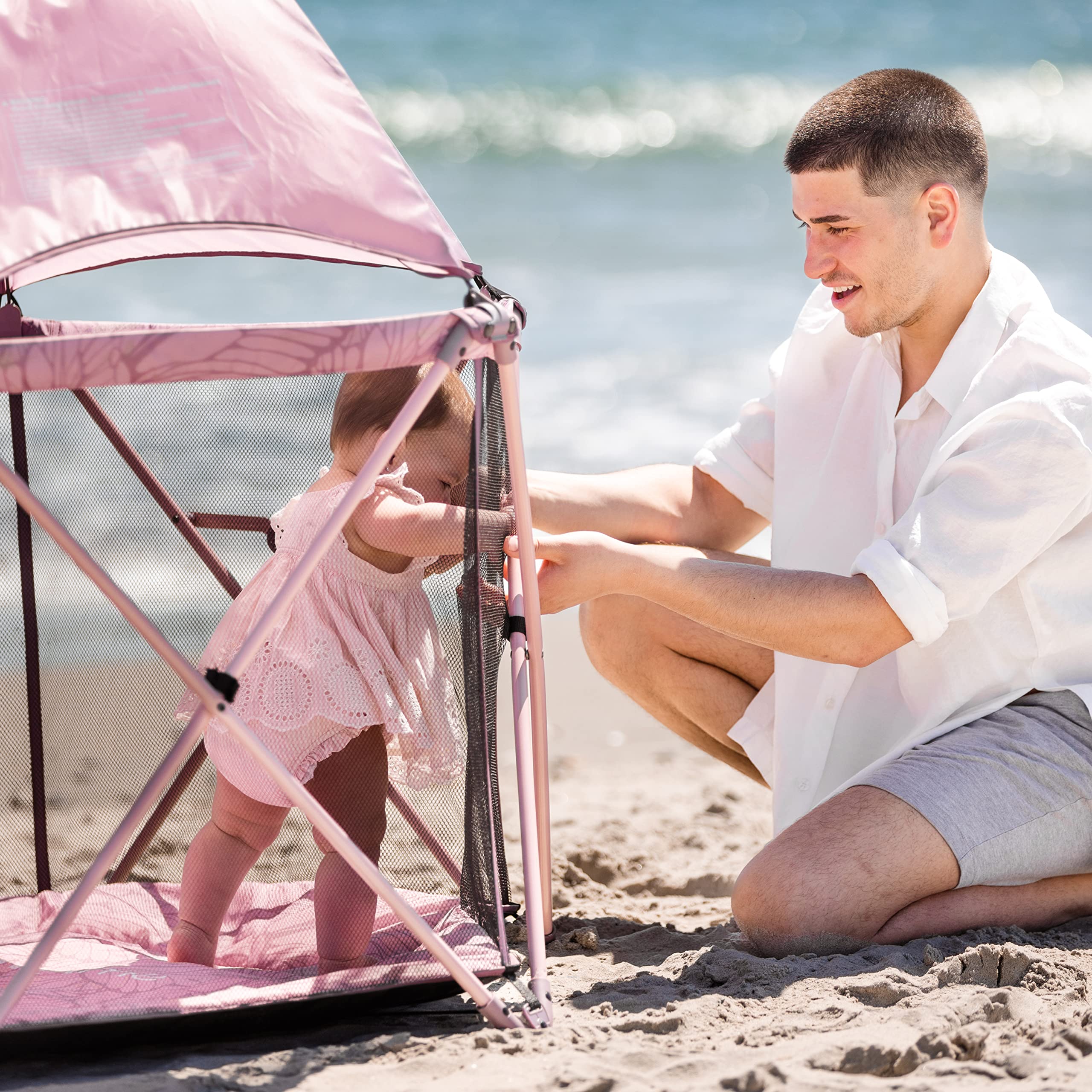 Baby Delight Go with Me Eclipse Deluxe Portable Playard | Playpen | Sun Canopy | Indoor and Outdoor | Ultra Padded Nylon Floor | Canyon Rose