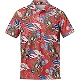 Funny Golfs Pattern Polo Shirts for Men Tropical Vintage Shirts Mens Polo Shirts Short Sleeve Button Up Golf Shirts for Men