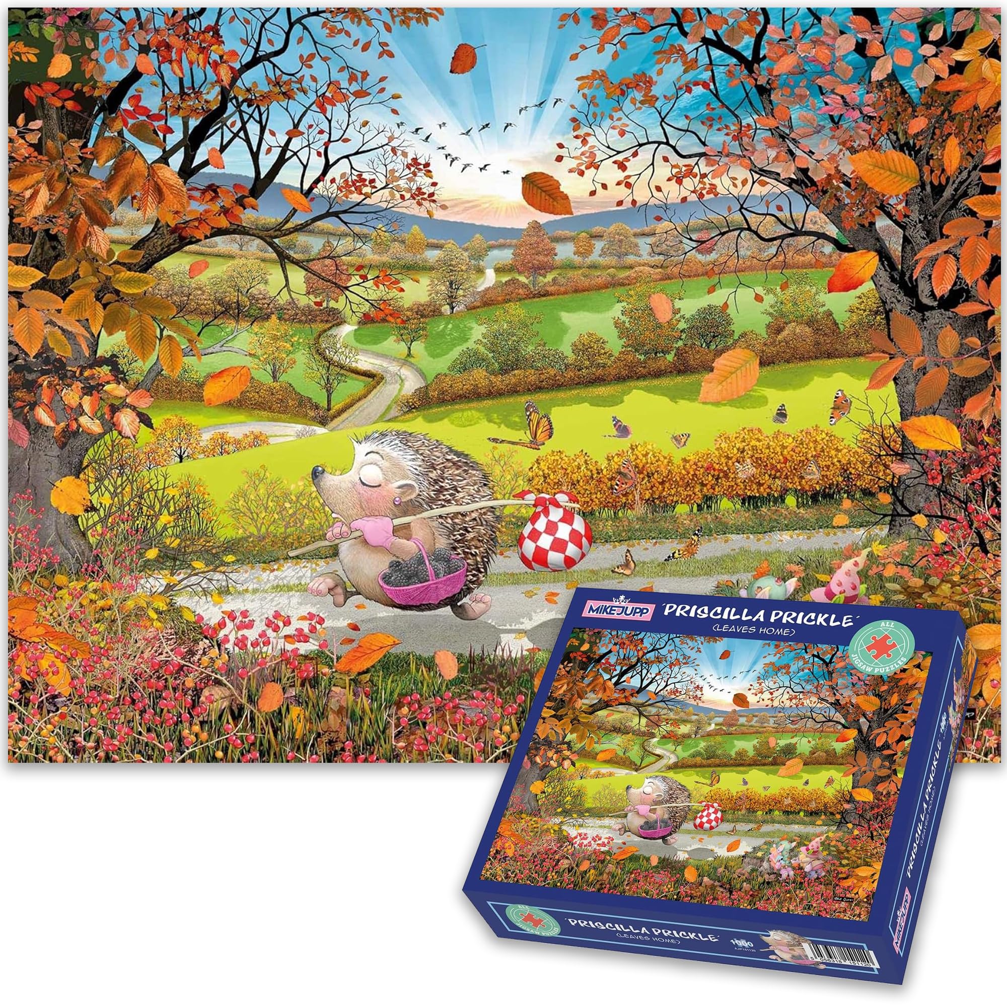 Puzzles For Adults - Pricilla Prickle - Mike Jupp 1000 Piece Jigsaw Puzzle | Made In Britain | Thick Puzzle Board | Cartoon Puzzles