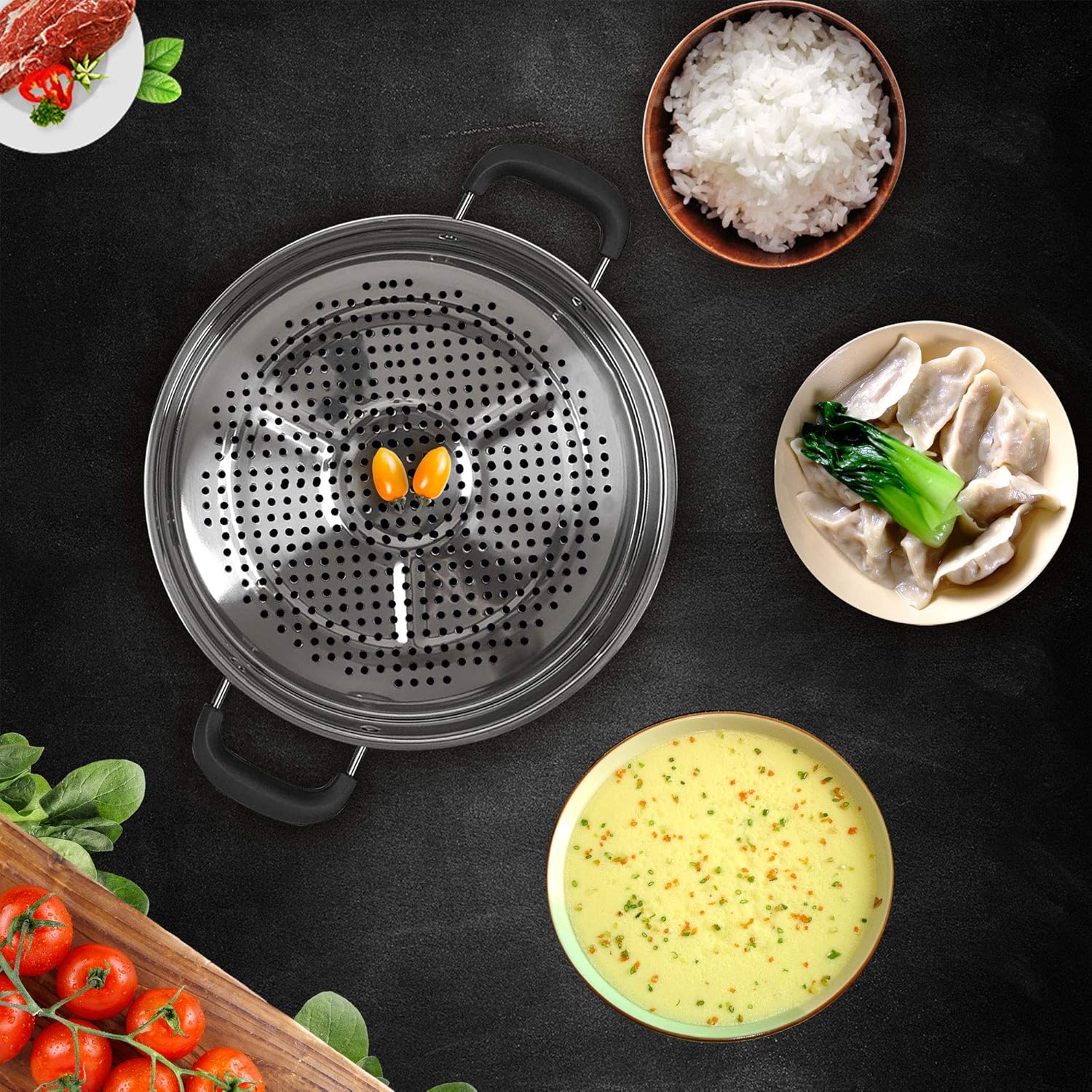 30 CM Stainless Steel 3 Tier Steamer Pot Steaming Cookware by Concord: Steamer Sets: Kitchen & Dining