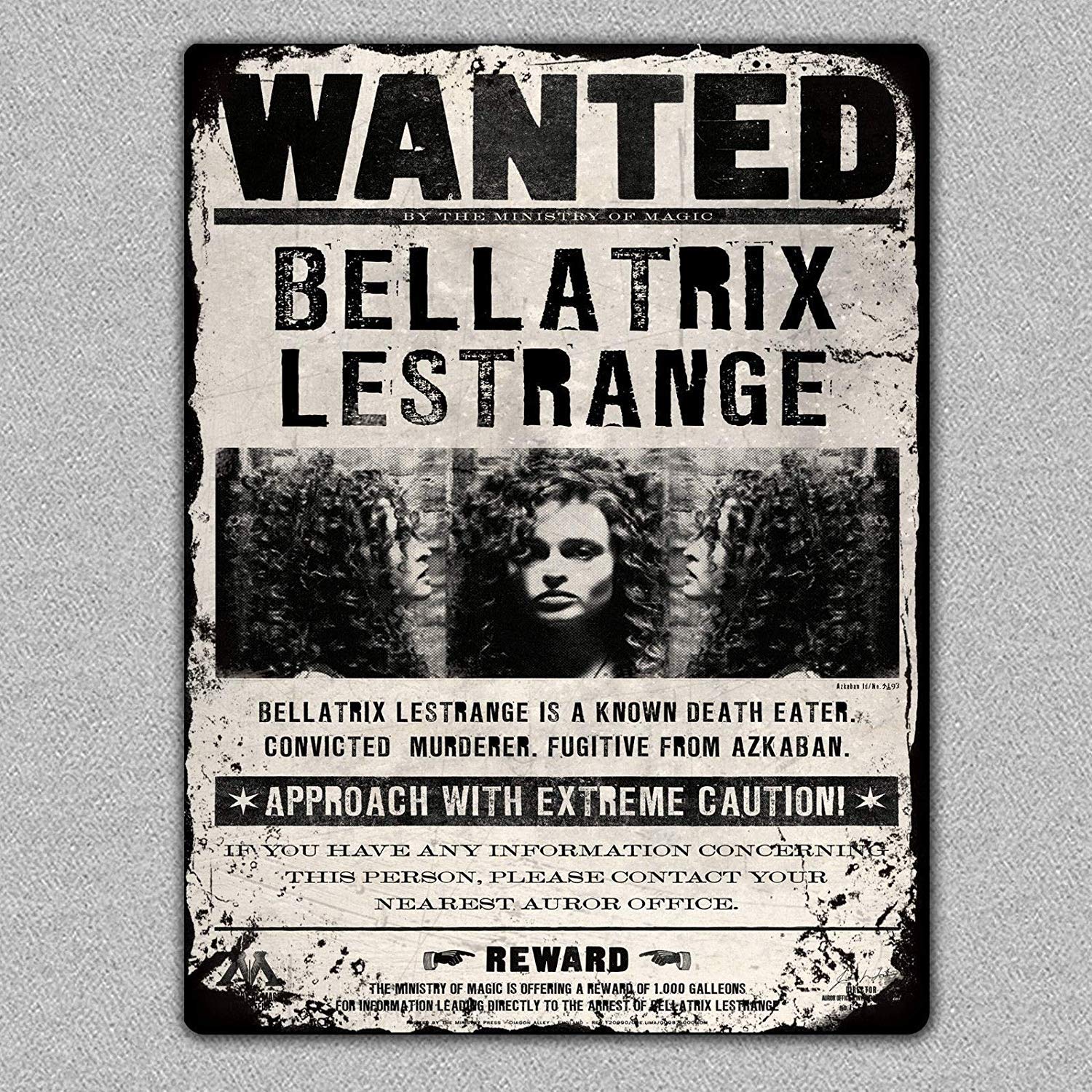 Bellatrix Lestrange Wanted Harry Potter Tin Sign Metal Poster Decor Wall Sticker Vintage 7.8 * 11.8 Inch (L * W)
