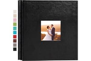 potricher Small Photo Album 4x6 200 Photos Leather cover Photo Book Albums with 200 Horizontal Pockets for Family Wedding Anniversary Baby (Black,200 Pockets)