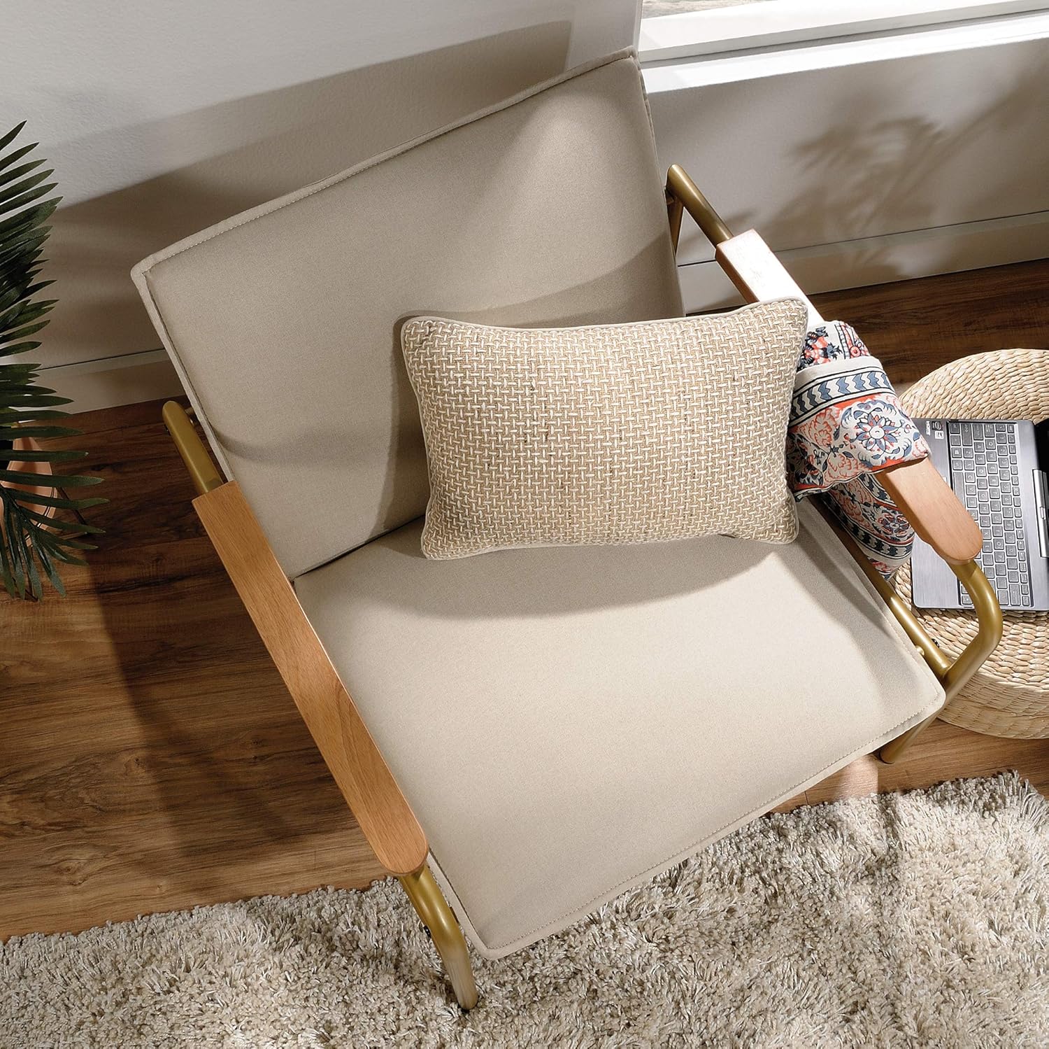 Sauder Coral Cape Lounge Chair, L: 26.77" x W: 28.35" x H: 26.77", Ivory Finish: Furniture & Decor