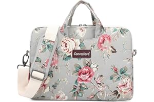Canvaslove Rose Pattern Water Resistant Laptop Shoulder Messenger Bag for MacBook Pro 16 inch,15.6 inch and 15 inch-16 inch Laptop