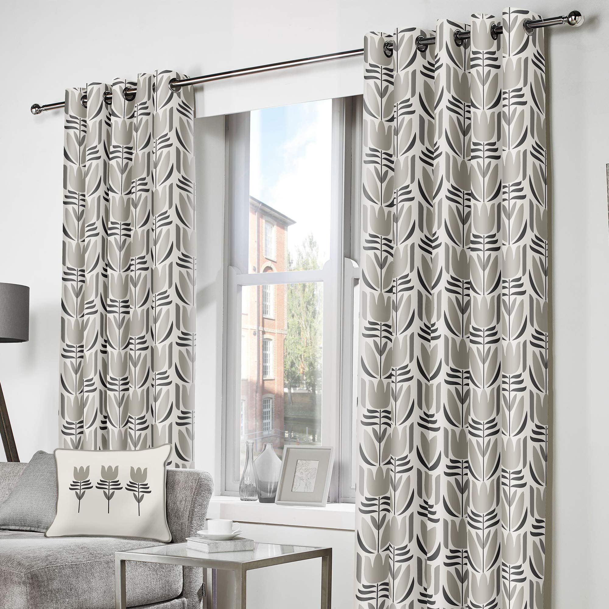 Fusion - Haldon - Pair of Eyelet Curtains - 66" Width x 72" Drop (168 x 183cm) in Natural