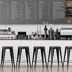 SHINEBOOM Barstools Set of 4 Black Metal Bar Stools