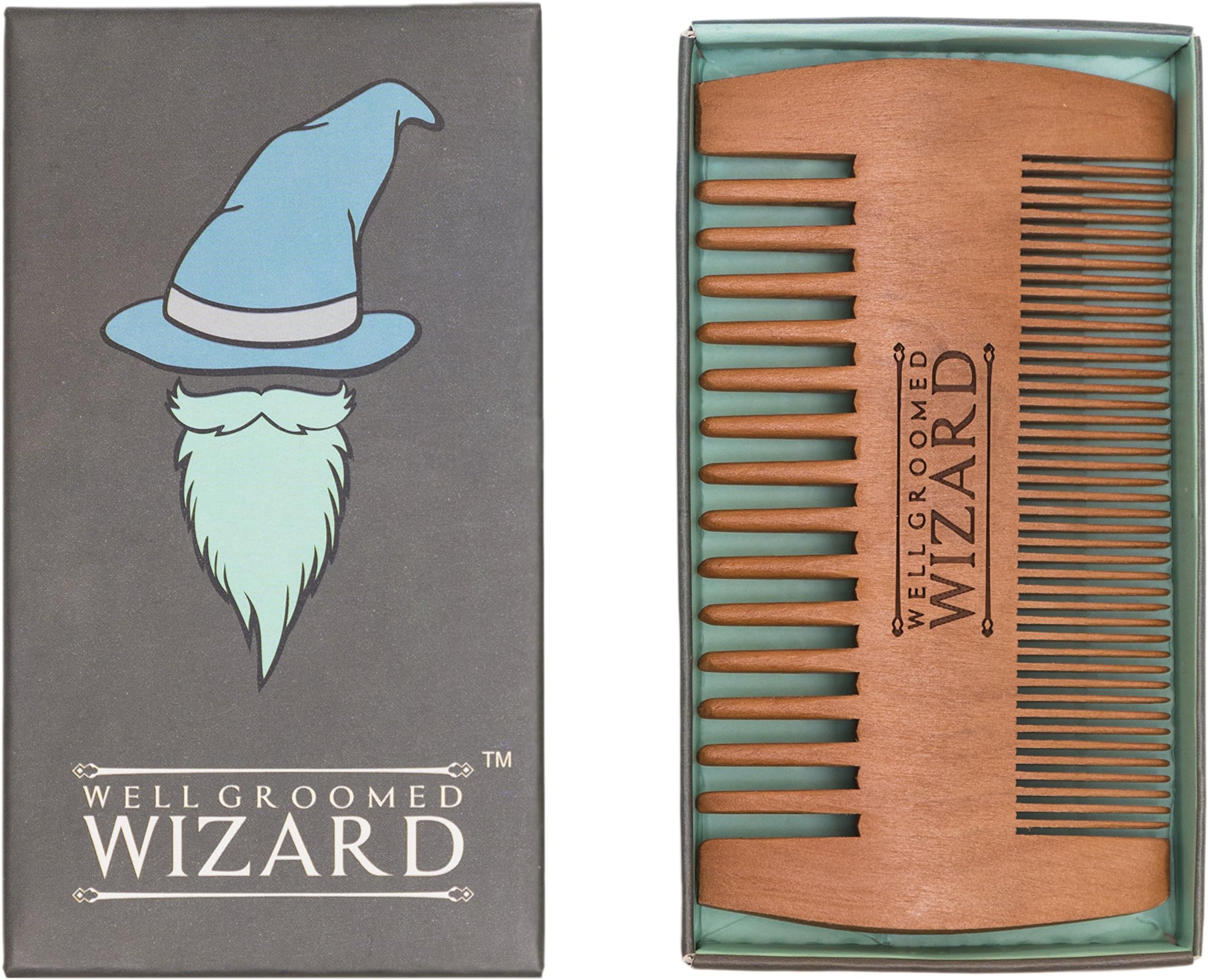 Wooden Beard Comb, Double Sided Pocket Beard Grooming Comb for Men