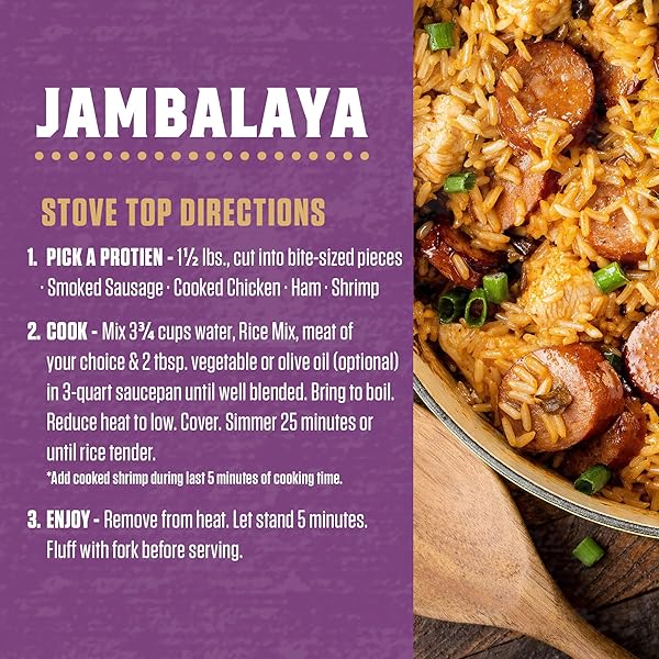ZATARAIN’S RICE MIX, JAMBALAYA, FAMILY SIZE, LONG GRAIN RICE WITH ONIONS, BELL PEPPERS, GARLIC, PAPRIKA, AND RED PEPPERS, JUST ADD MEAT FOR EASY-PREP, NEW ORLEANS STYLE RICE MEAL, 12 OZ