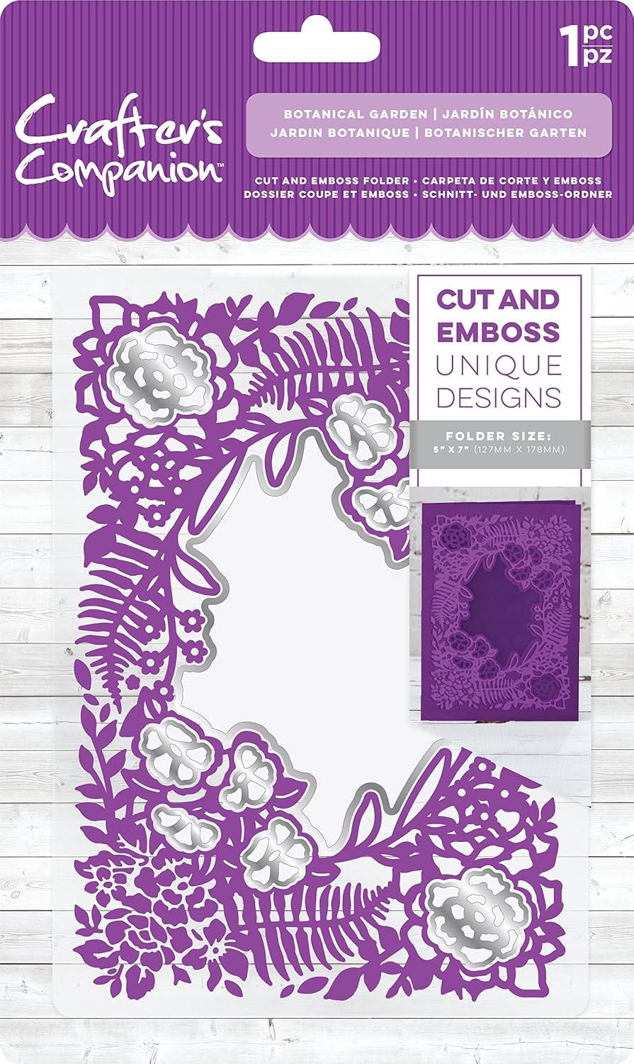 Crafter's Companion Cut And Emboss Folder Botanical Garden, Plastic, Transparent, 25 x 15 x 0.5 cm