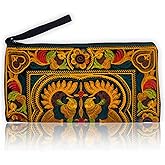 Sabai Jai - Embroidered Ethnic Clutch Purse Handbag for Women - Handmade Boho Bird Flower Wristlet