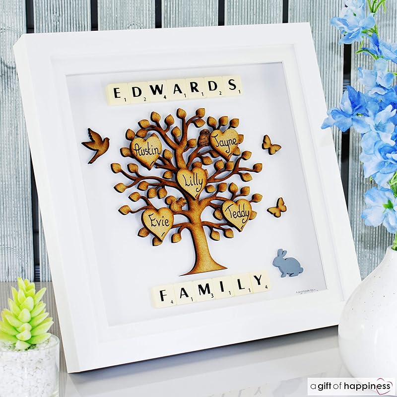 Family tree gift frame Persoanlised handmade scrabble