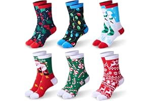Giggling Getup 6 PCS Winter Christmas Socks for Men Women Warm Soft Novelty Crew Socks for Christmas Holiday Birthday Gift