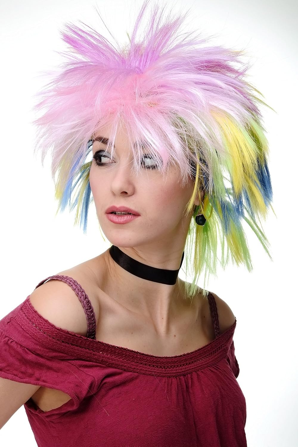 WIG ME UP - Party/Fancy Dress/Halloween Wig spikey wild coloured hair 80ies Wave Glam RJ041, Colour (Pc28-50-51-2b-15-3), **Adult** - Image 3