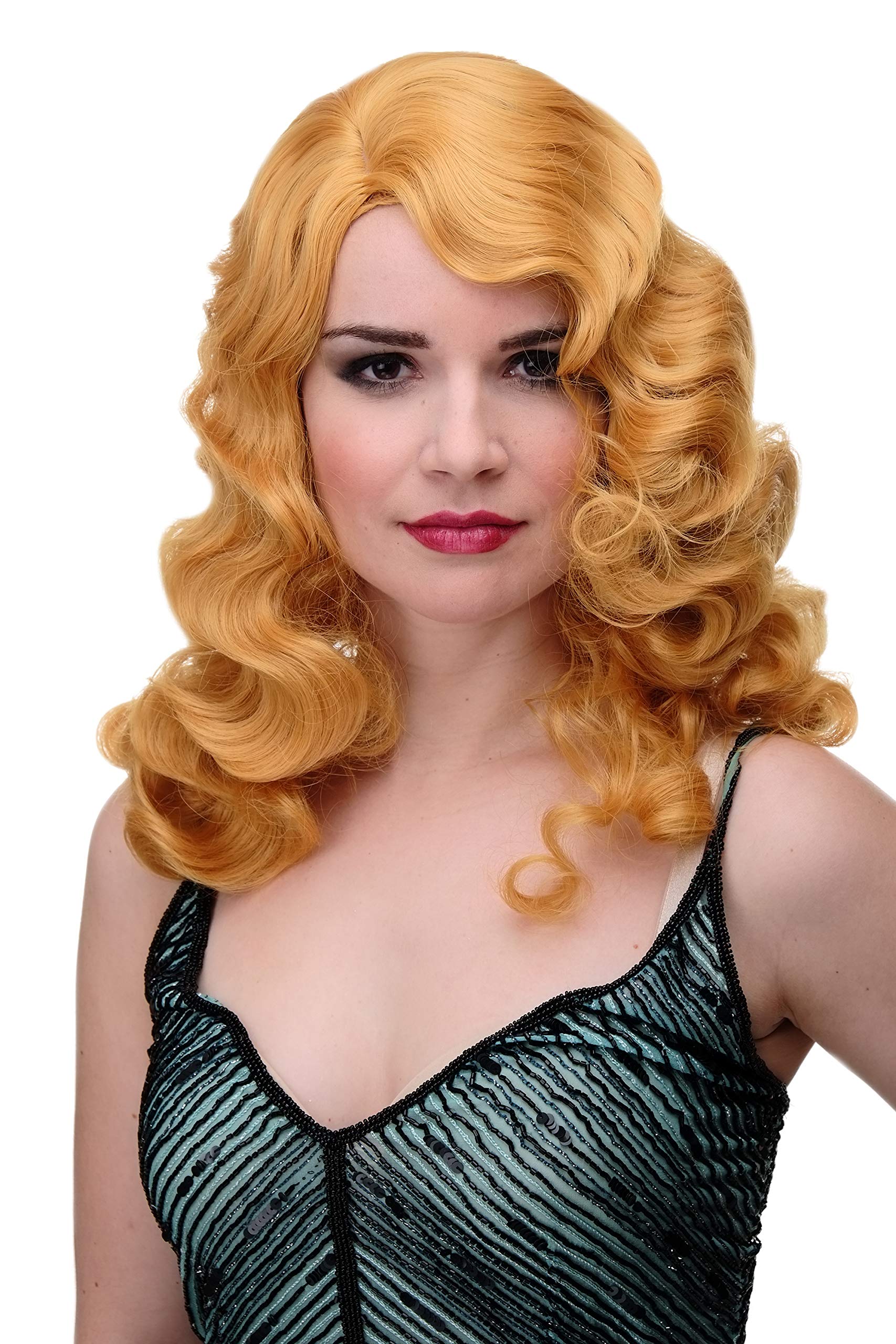 WIG ME UP GFW1860-144 Lady Quality Wig Cosplay Classic Hollywood Femme Fatale Diva Wavy Long Parting Golden Blond 20inch