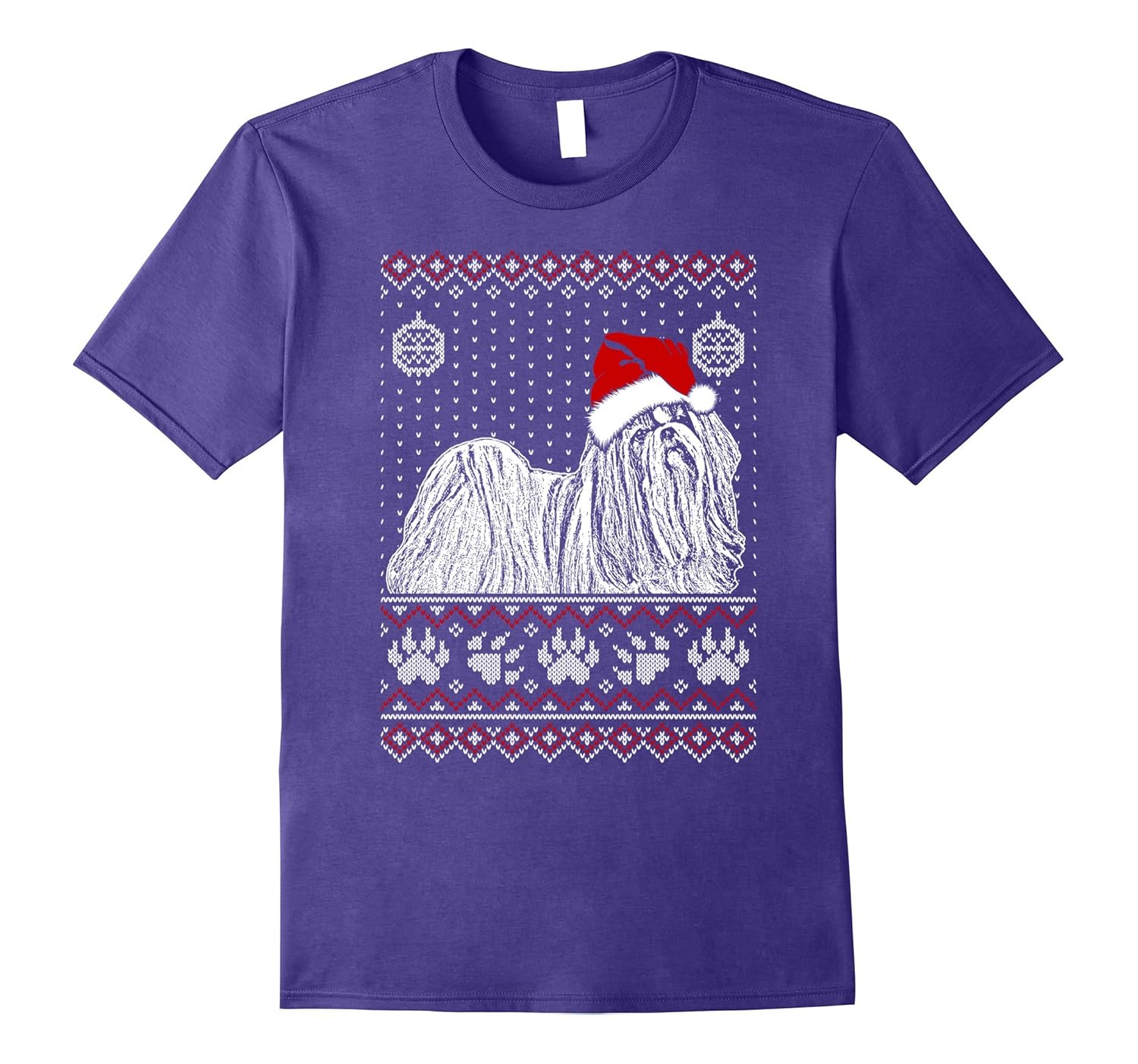 Lhasa Apso Christmas Tee T Shirt Short Sleeve Noel Gift-ANZ