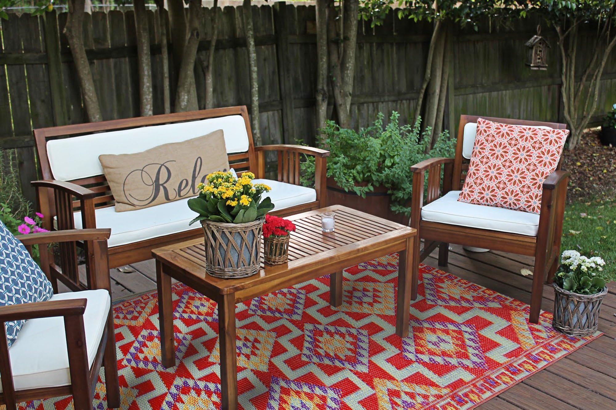 Erbanica Red Kilim Indoor Outdoor Reversible Plastic Rug (6x9 Feet)